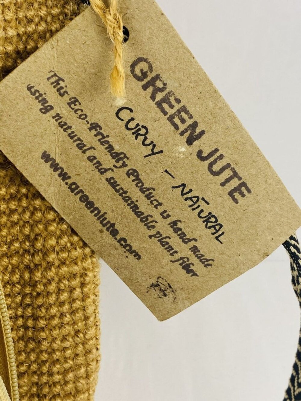 VTG NOS 70s Green Jute Crossbody Bag Chevron Strap Natural Fiber Boho Hippie - Picture 15 of 16